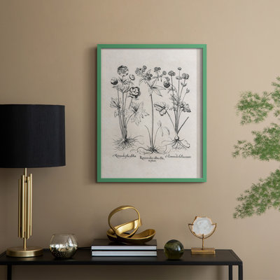 Reproduction florale rétro encadrée Cccxxv - bois massif