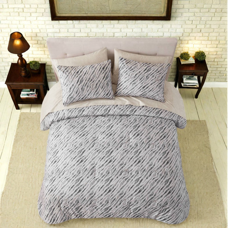 -Piece Queen Bedding Sets, Polyester Microfiber, Modern Grey Bedroom