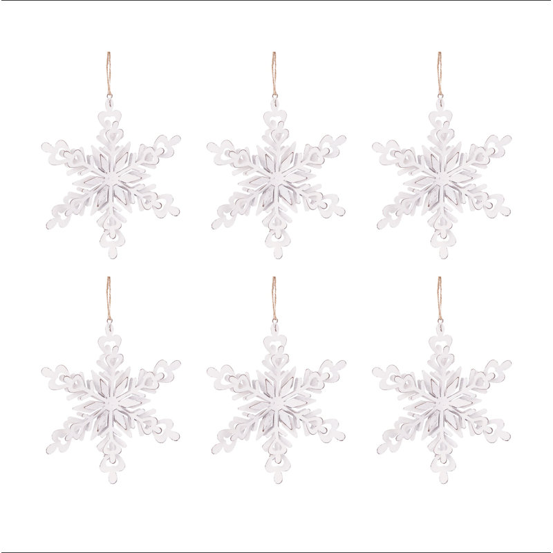 Cintre de 6,3 x 1,8 x 6,7 po en forme de flocon de neige, boules de Noël suspendues décoratives pour décorations de fêtes, ensemble de 6