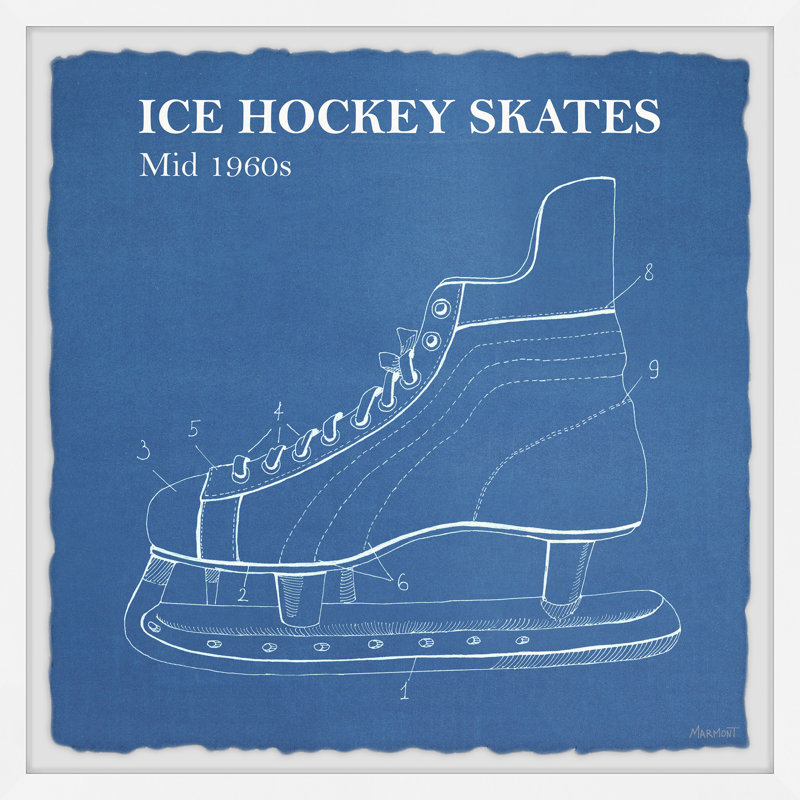 Cadre photo « ice hockey patines mid 1960 », impression sur papier, H 12 po x l 12 po x P 1,5 po