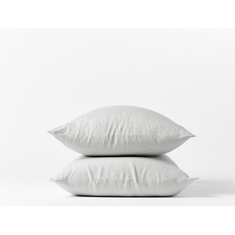 Organic Relaxed Linen Belgian Flax Linen Standard Pillowcase - Set of 2, King Pillowcase, Fog