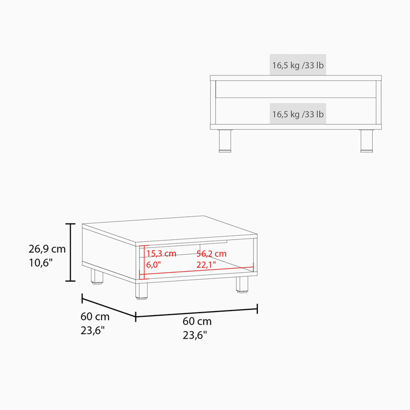 Table basse avec rangement ouvert, Blanc