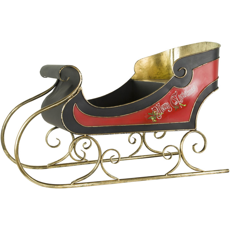 Santa's Sleigh - 50 X 32 Inches, 32" H x 50.25" W x 26.25" D, Red/Gold/Black