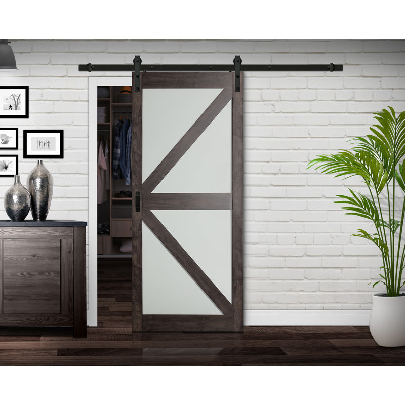Dunmore K-Lite Glass Barn Door Complete with Installation Hardware Kit