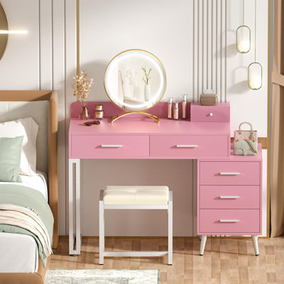 Grosmark Makeup Vanity Desk with Stool and LED Mirror