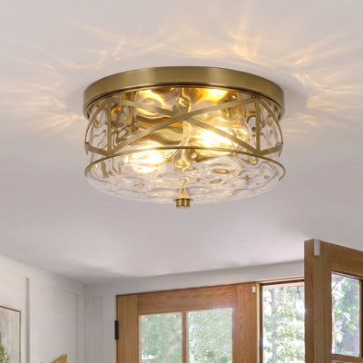 Alixandra 2-Light Flush Mount Glass Ceiling Light with Metal Frame