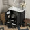 Ensemble de meuble-lavabo simple 30 po, meuble-lavabo encastré en bois massif, 2 portes et tiroir à fermeture en douceur, meuble de rangement pour salle de bain