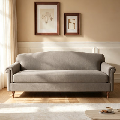 Modern Loveseat Sofa 77.5" 2-seater Couch Upholstered Loveseat with Rolled Arms for Living Room, Reading Corner and Small Spaces, Brown