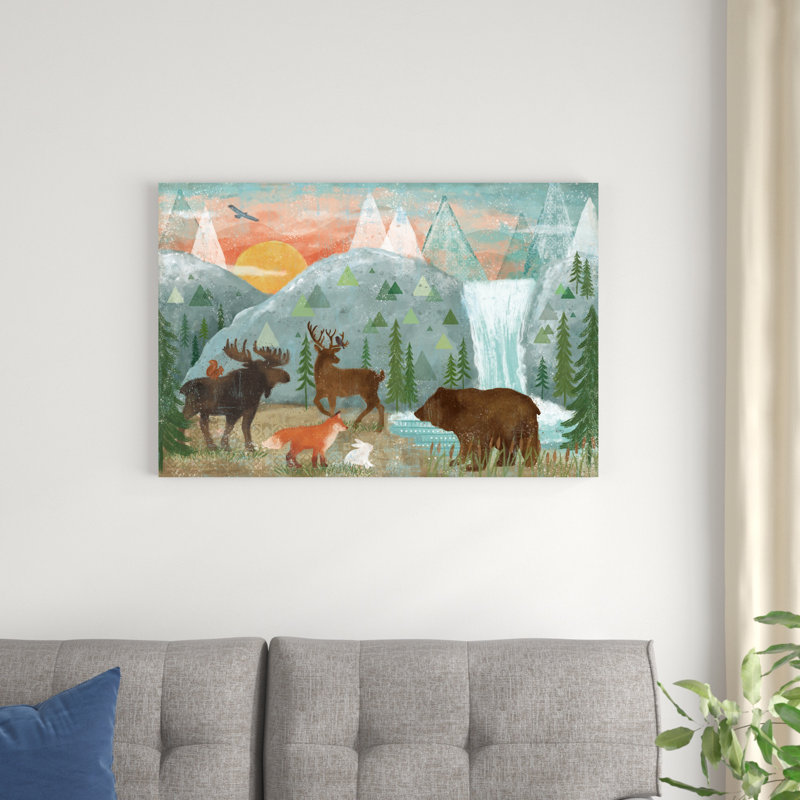 «Woodland Forest I» par Véronique Charron - peinture sur toile tendue, H 24 po x l 36 po, Blanc
