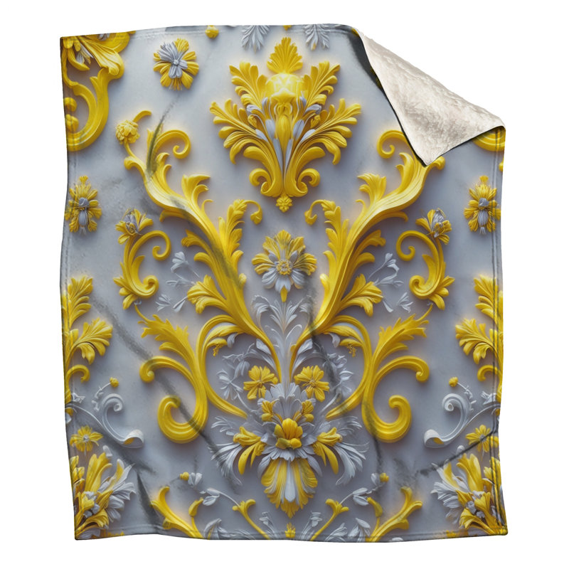 Couvertures à motif floral jaune, L 60 po x H 80 po