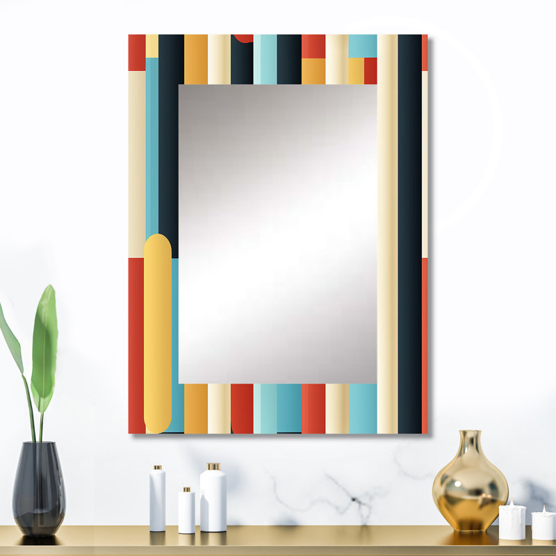 Fredonyer couleurs pastel Midcentury Stripes - miroir rayé, miroir mural moderne unique, impression d'art en métal