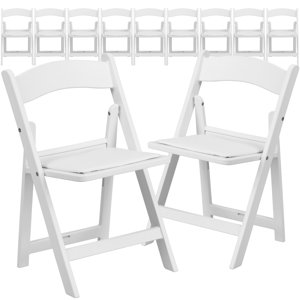 David Kids Resin Folding Event Chair with White Vinyl Padded Seat by Flash Furniture