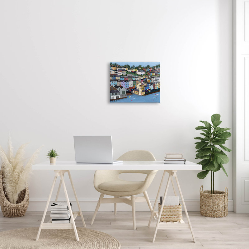 Art mural sur toile Seaside City Neighbourpi Street par Carla Daly, H 16 po x l 20 po x P 1,5 po