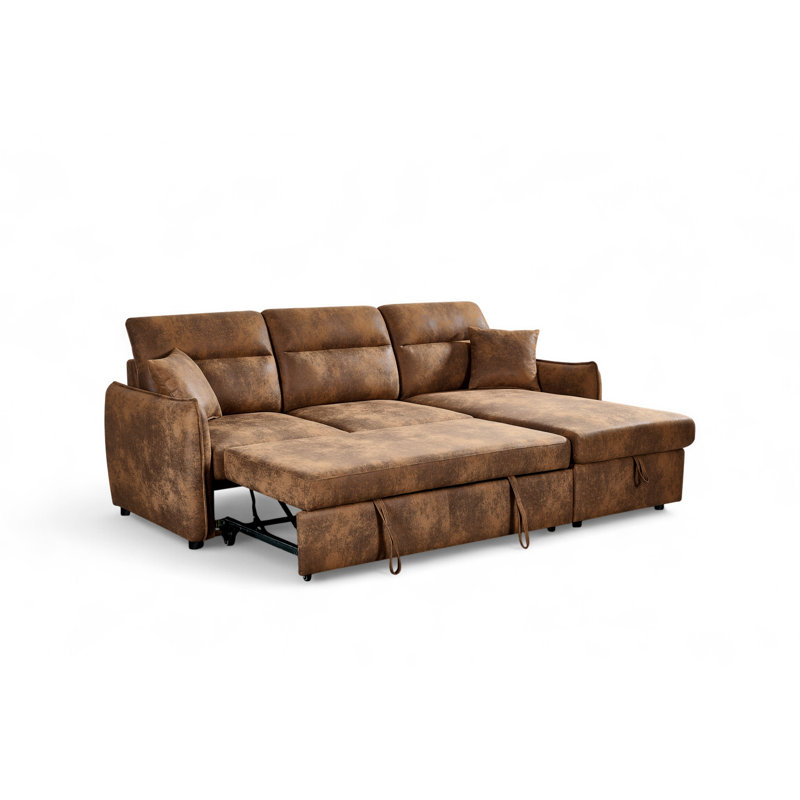 4 Seater Sofa Bed, Right Hand Facing, Brown