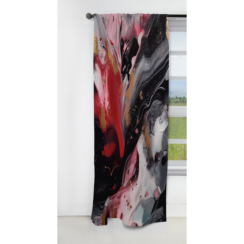 Threatt - Abstract Marble Marble Blackout Curtain - 1 Panels, 52" W x 84" L