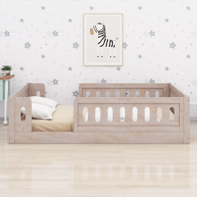 Wood Platform Bed With Guardrail