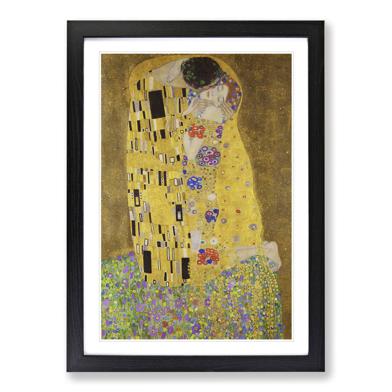 The Kiss Vol.2 by Gustav Klimt - Framed Print, 48cm H x 36cm W x 2cm D, Black Framed