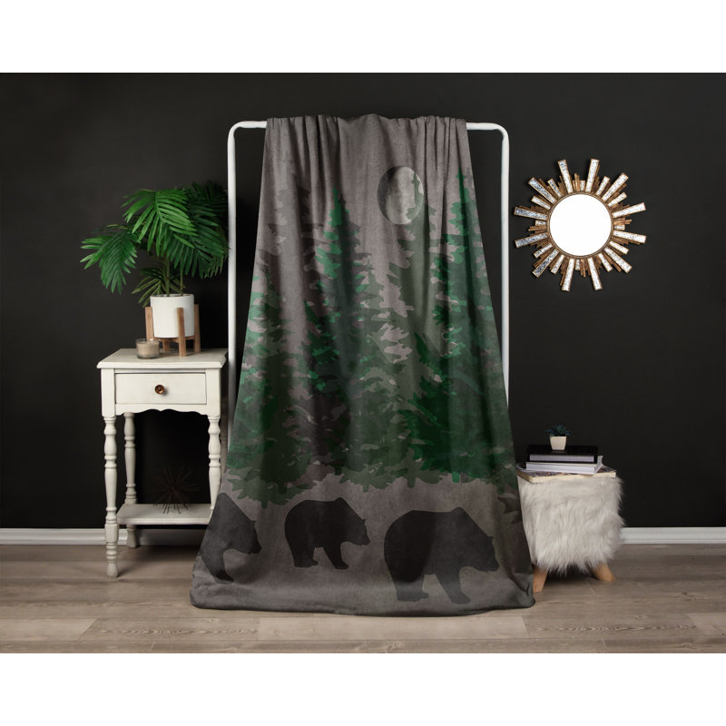 Throw Blanket, 68" W x 80" L, Gray/Green