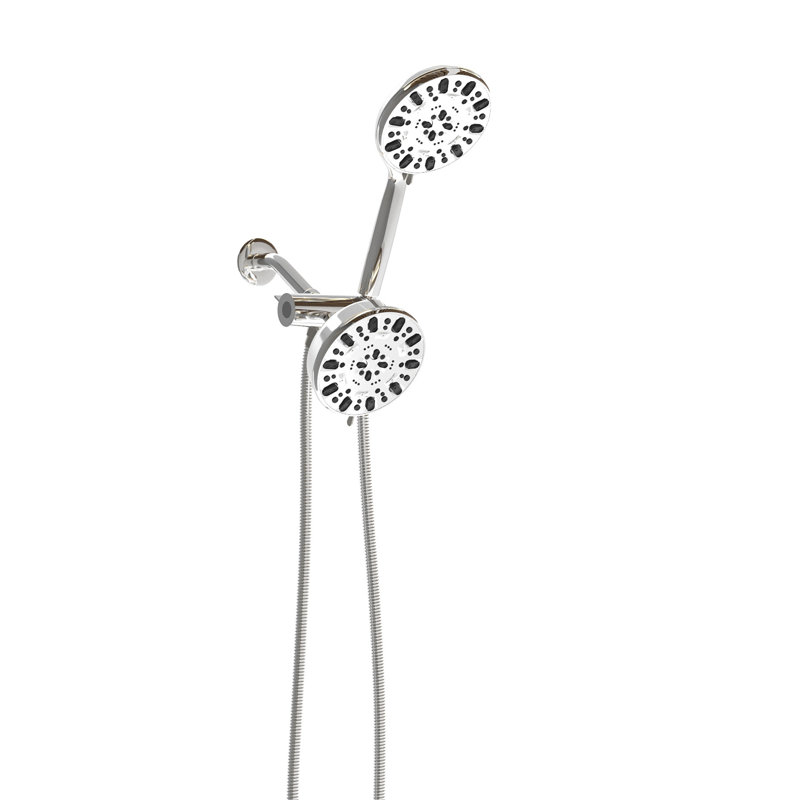 Pomme de douche ronde 4,7 po et douche à main 7 po avec placage mural
