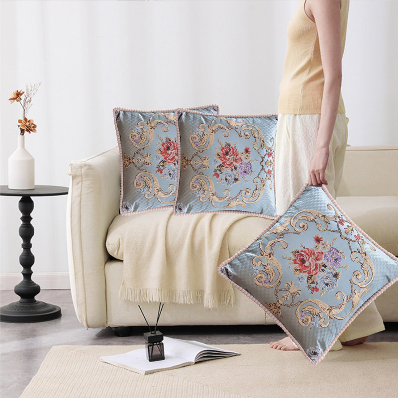 19 Inches 48cm Wide Wide Pack Of European Emboss Flower Pillows Sofa Waist Cushions Car Bedrooms Home Backrests Pillowcases
