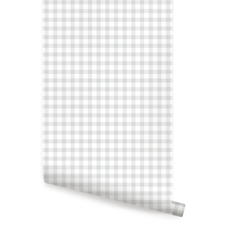 Papier peint adhésif à carreaux vichy, Gris