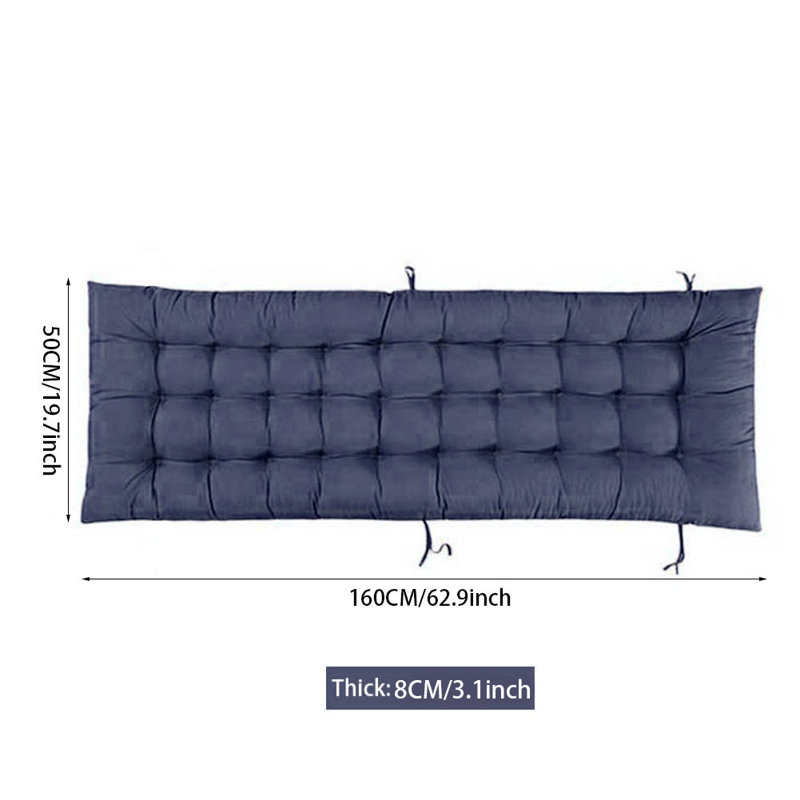 Ebern Designs Outdoor Patio Lounge Chair Cushion, 160 cm W x 50 cm D, Dark Blue, 8 cm