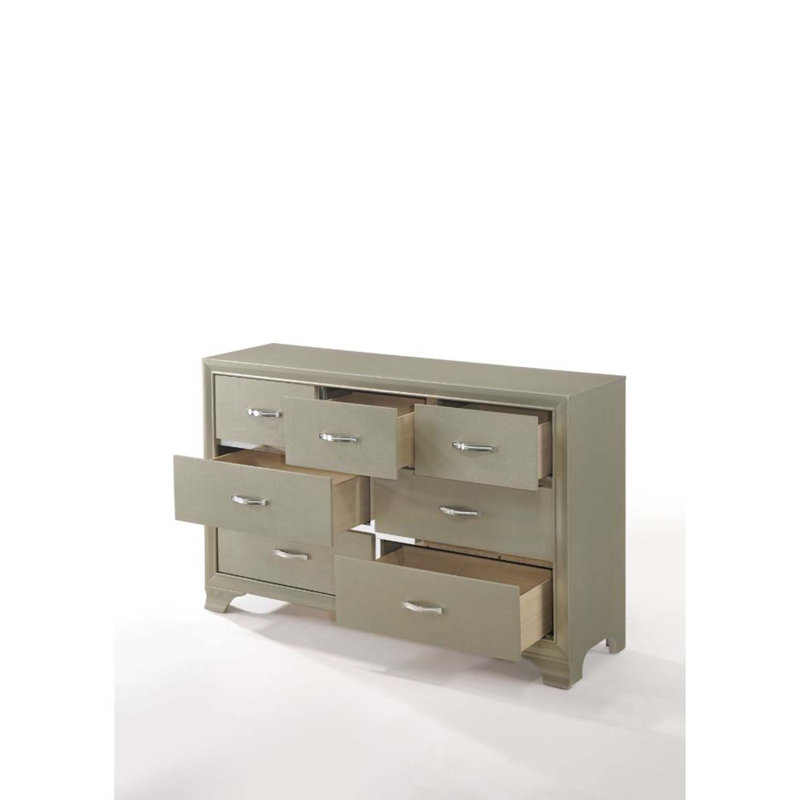 Commode 7 tiroirs Carine, finition champagne, Champagne