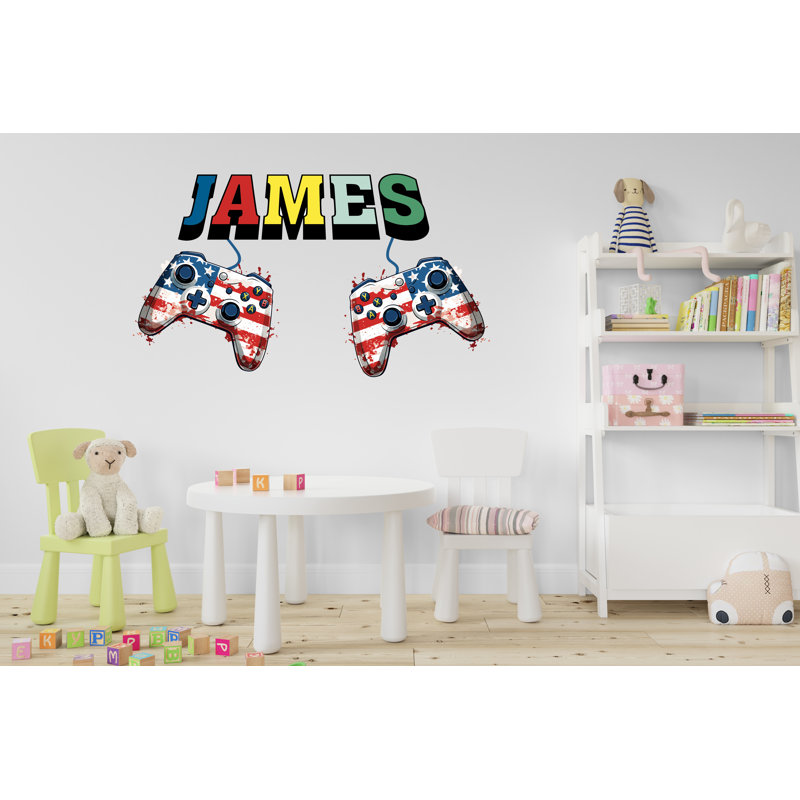 Adhésif décoratif drapeau américain Gamer, H 18 po x l 18 po, Oui
