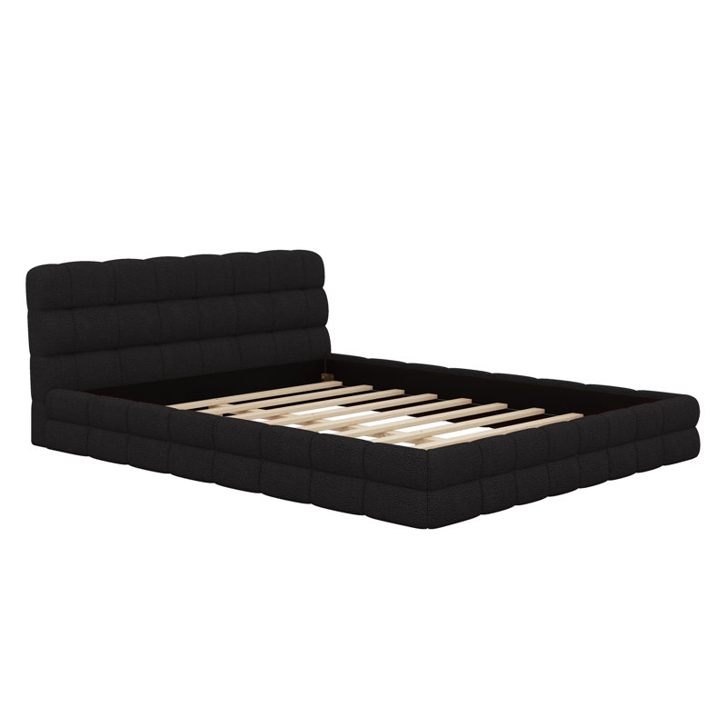 Lit plateforme en tissu d'ameublement, Noir