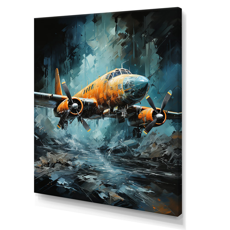 Reconnaissance aérienne d'un avion militaire sur toile, H 32 po x l 16 po x P 1 po, Toile tendue