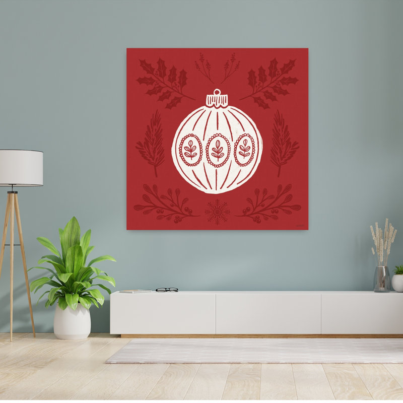 Forme contemporaine de fête viii avec art de Noël crème, H 48 po x l 48 po