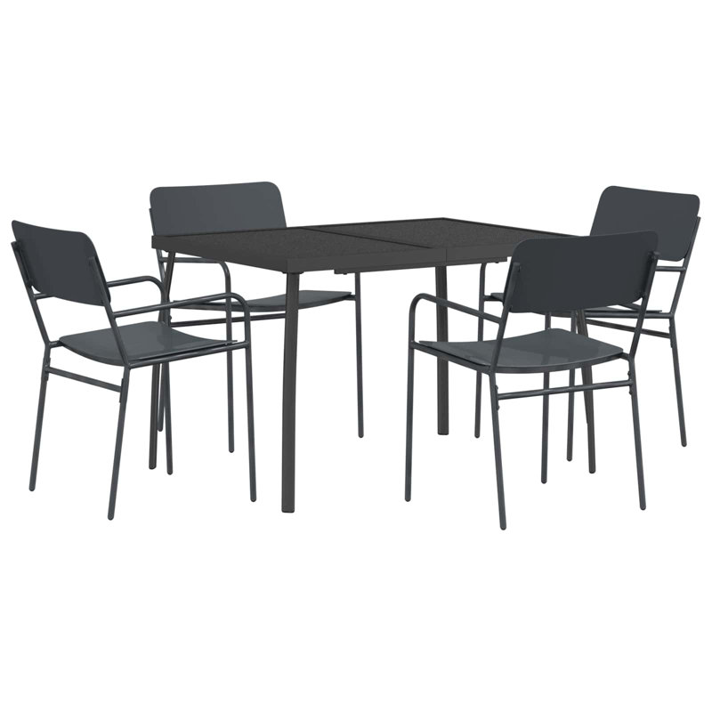 Steel Patio Dining Set Table,, 5, 72 cm H x 100 cm W x 80 cm D, 4