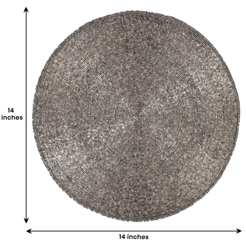 Silver Glass Beaded Round Placemats, Set of 4