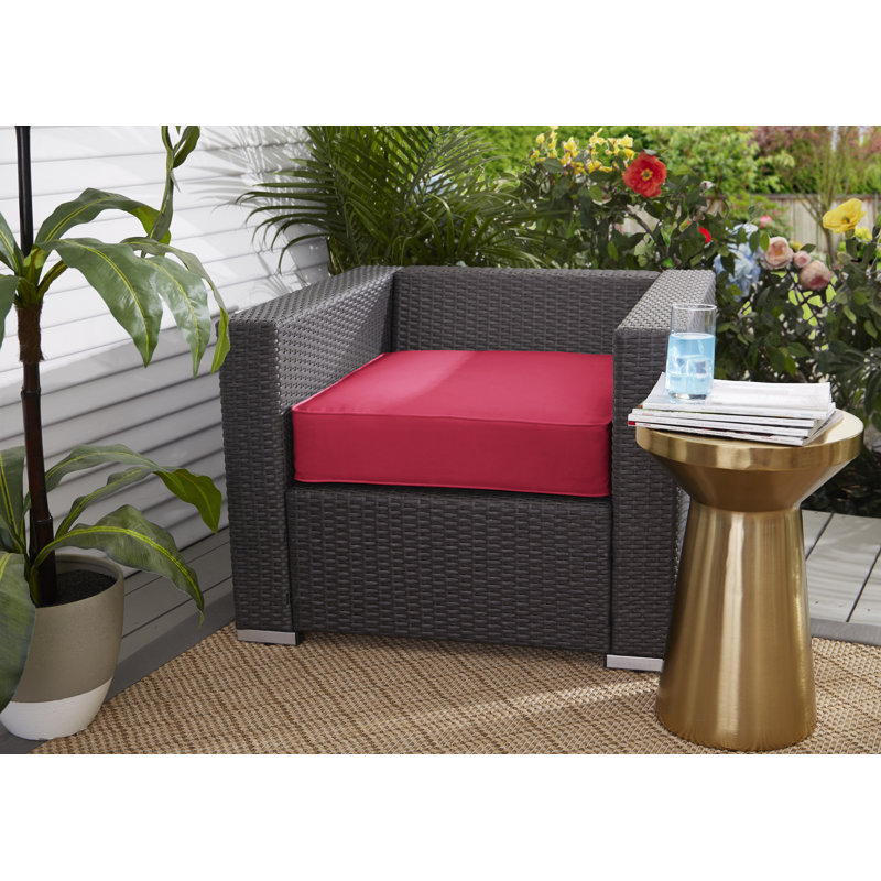 Outdoor 5'' Ottoman Cushion, Canvas Hot Pink Sunbrella® Canvas, 25" W x 25" D
