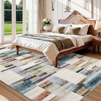 Tapis géométrique antidérapant pour salle de bain