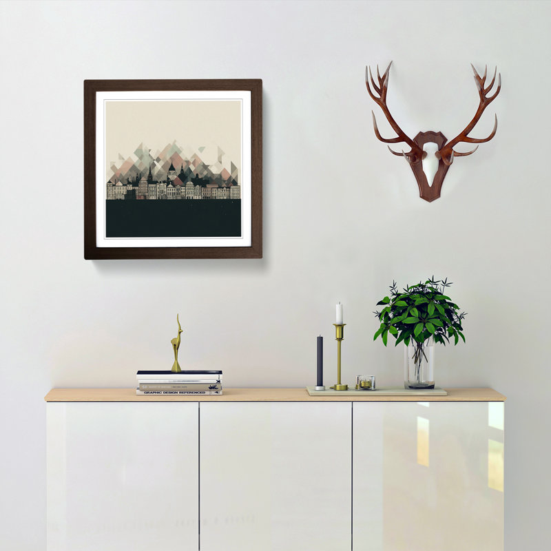 City Of Belfast Minimalism - Framed Print, Walnut