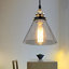 Industrial Pendant Light with Glass Shade Brass Fittings Smokey Grey Clear or Gold-1552667428