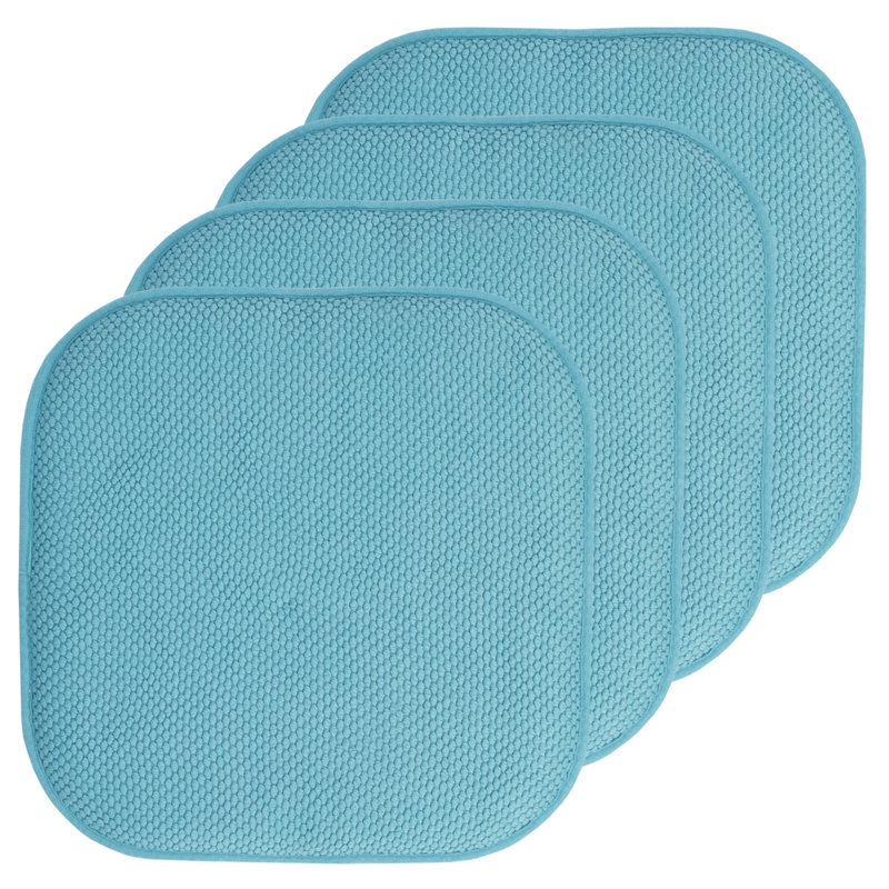 Honeycomb Non-Slip Indoor Chair Cushions, Teal, 4-Pack
