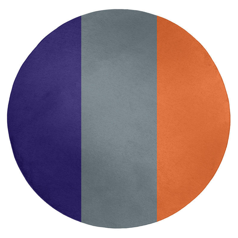 Tapis à rayures mauve/gris/orange, Rond 5 pi