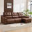 105” W Faux Leather Power Motion Sofa With Extending Seats, Convertible Table & Usb Charging-1760488030