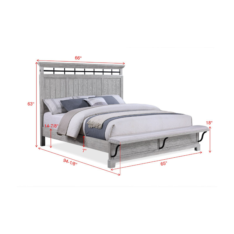 1pc Rustic Charm Footboard Bench PanelBed, Queen