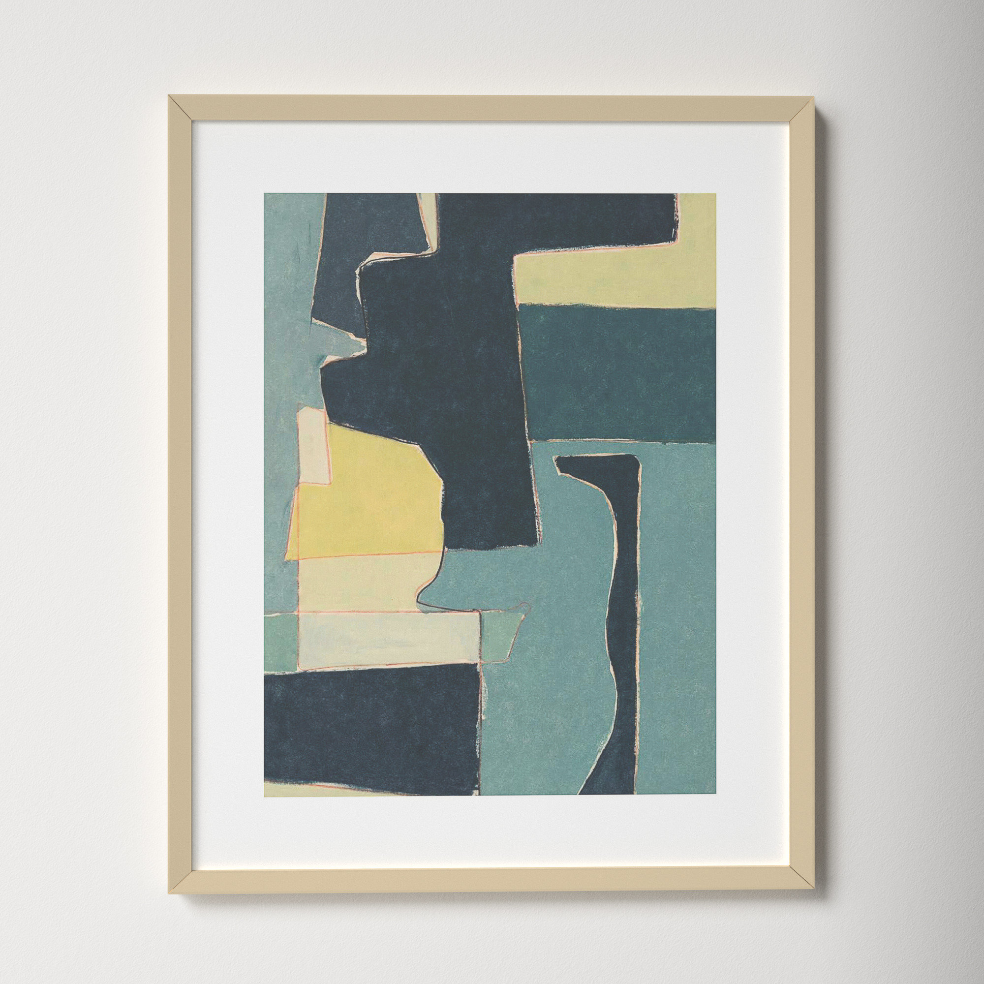 Blue Note II by Rob Delamater., Natural Framed Paper, 21.38" H x 17.38" W x 0.88" D