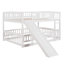 Lit superposé avec glissade, lit superposé double au-dessus de double avec clôture et échelle pour enfants en bas âge, adolescents, blanc