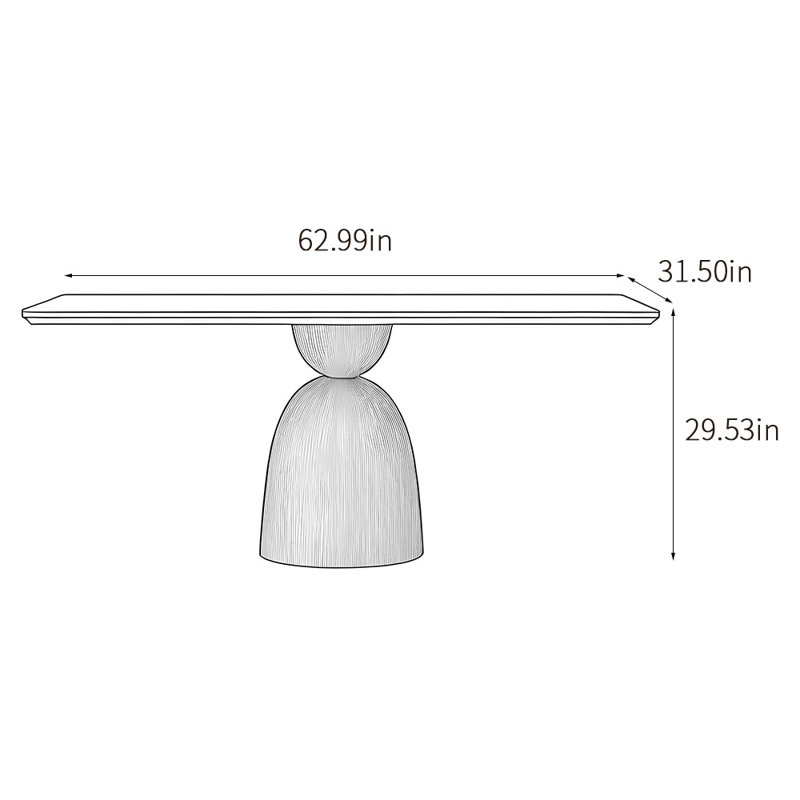 Rodivel, H 29,53 po x L 62,99 po x l 31,5 po