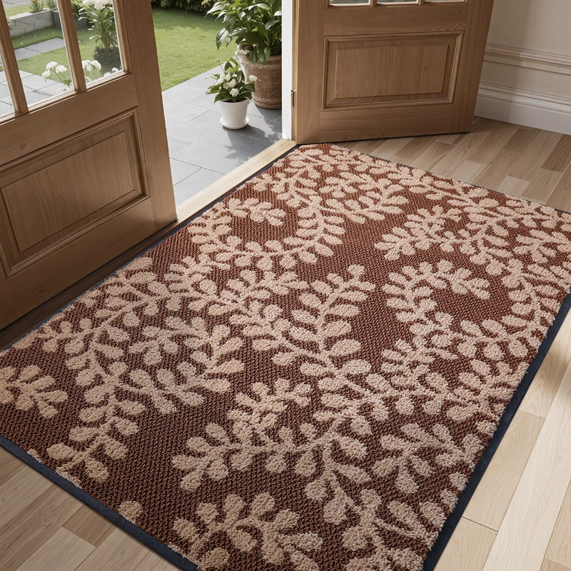 Floral Outdoor Indoor  Dirt Resistant Absorbent Non-Slip TPE Backing and Washable Low-Profile Indoor Mats for Entry,Kitchen,Garden