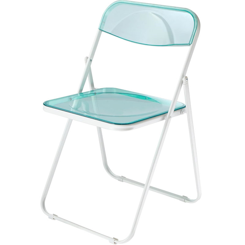 Chaise pliante en acrylique transparent avec structure chromée, Vert