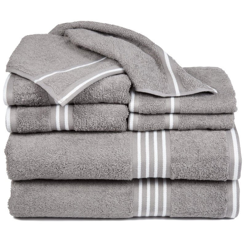 Bremen 8-Piece Towel Set - Cotton Bathroom Accessories with 2 Bath Towels, 2 Hand Towels, 2 Washcloths, and 2 Fingertip Towels