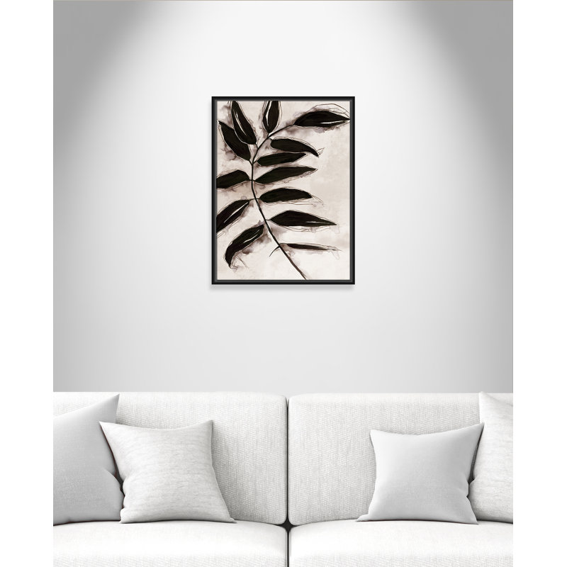 Feuilles II - Toile à cadre flottant, Cadre noir, H 25,5 po x l 19,5 po x P 2 po