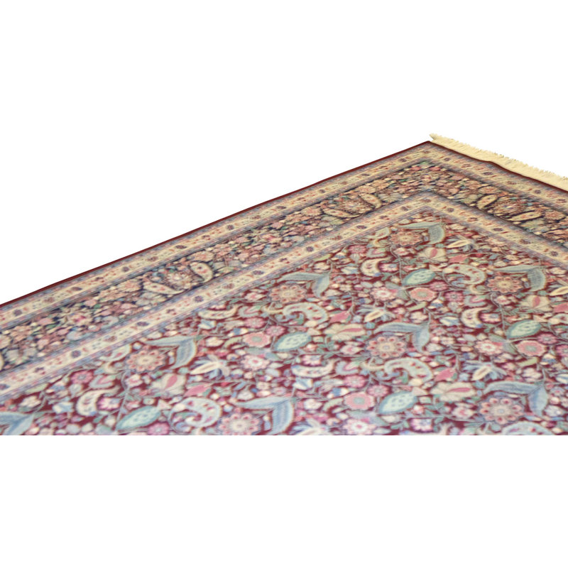High-Quality Hand-Knotted Wine And Navy Area Rug