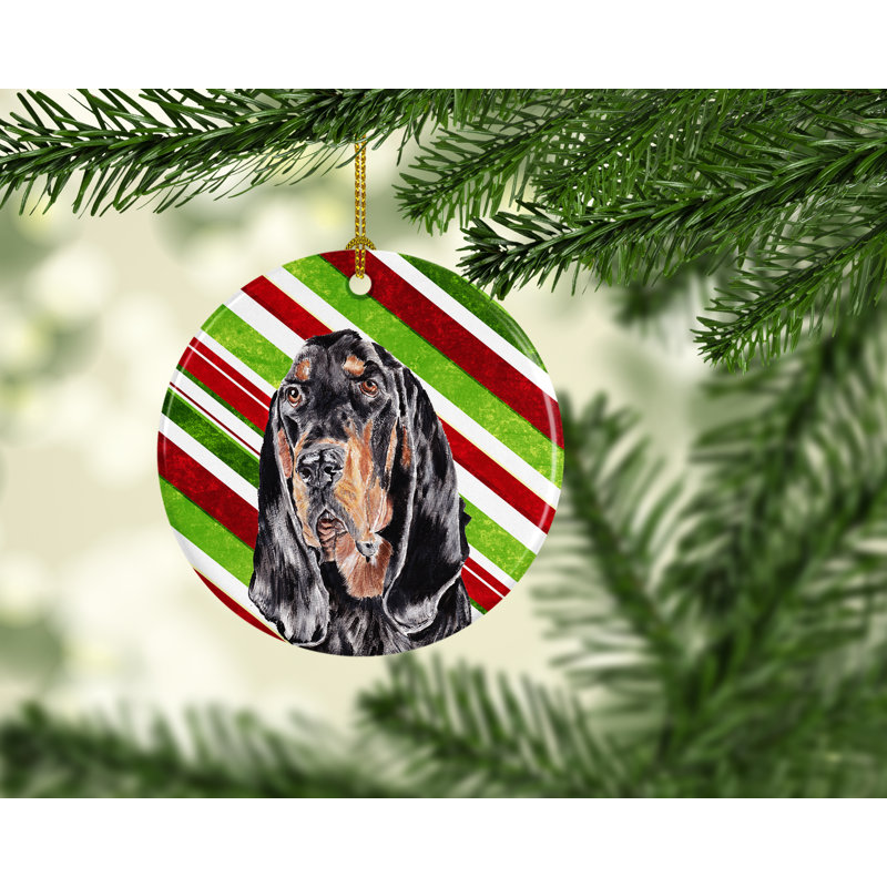 Ornement figurine suspendu en céramique de noël coonhound